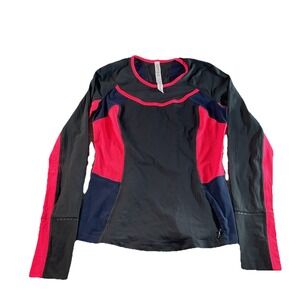 Lululemon‎ Trail Bound Long Sleeve Women's 6 Deep Coal Deep Navy Electric Coral
